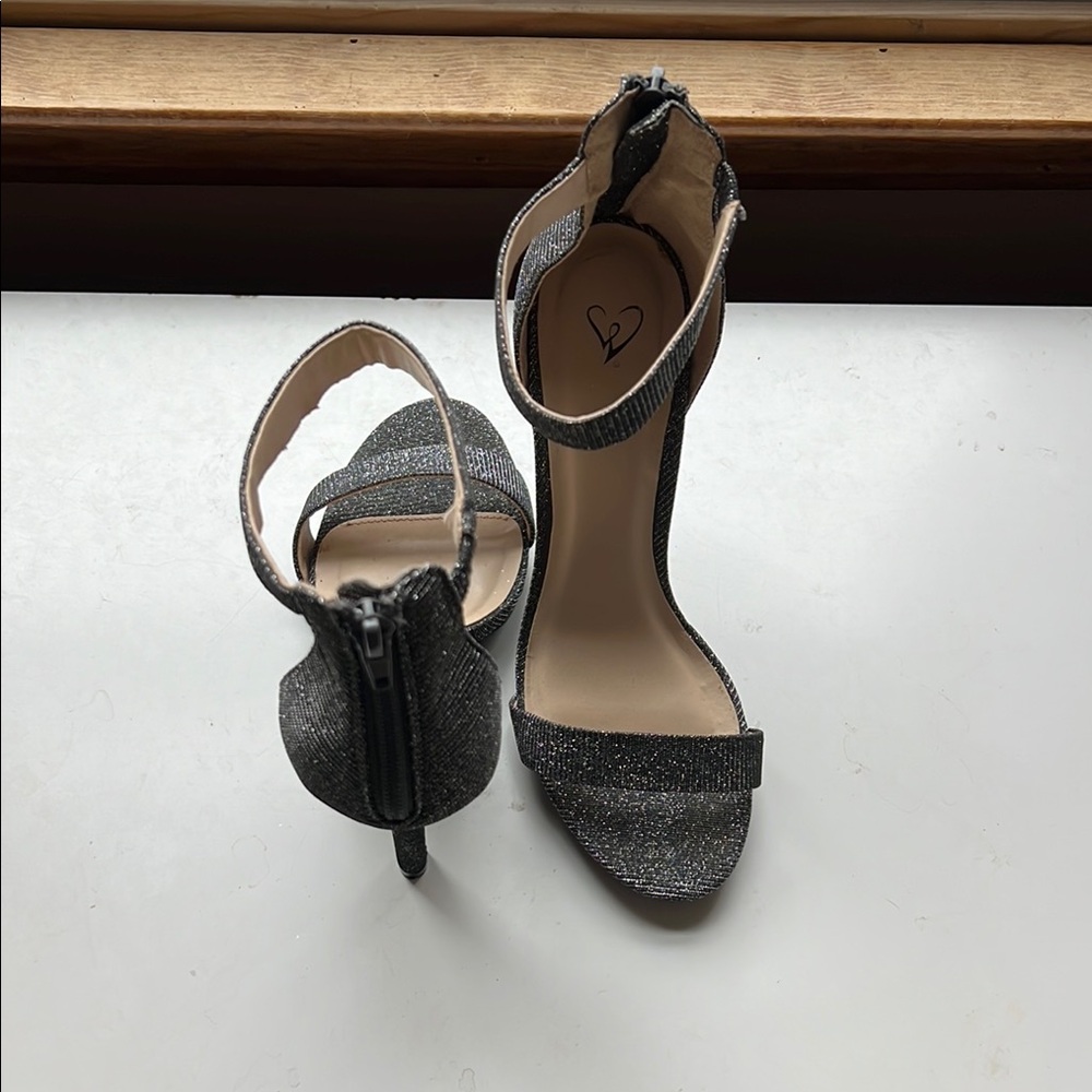 Elegant Black Glitter Women's Heels